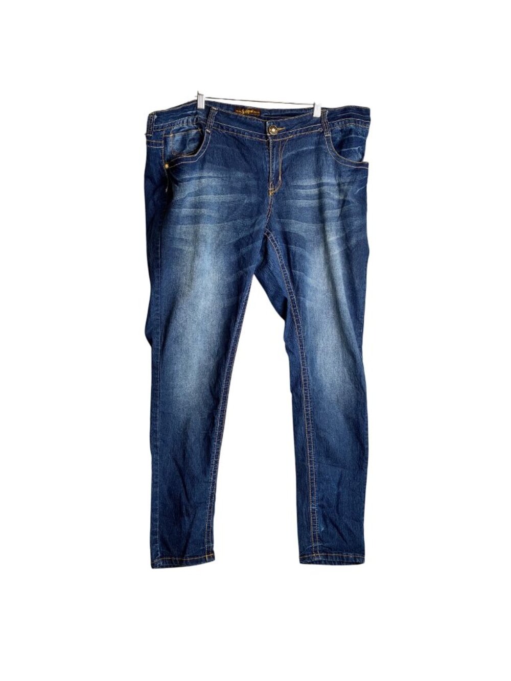 Southpole Womens Blue Denim Skinny Jeans Gold Studded Pocket 42x30 Plus Size Pan